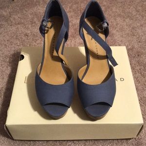 Lauren Conrad wedges periwinkle blue ankle strap